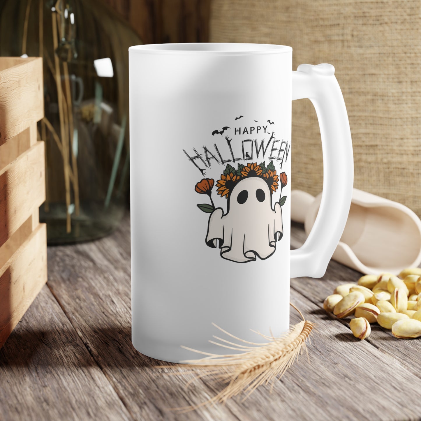 Chope à bière en verre dépoli - Halloween - Petit Fantôme - 03