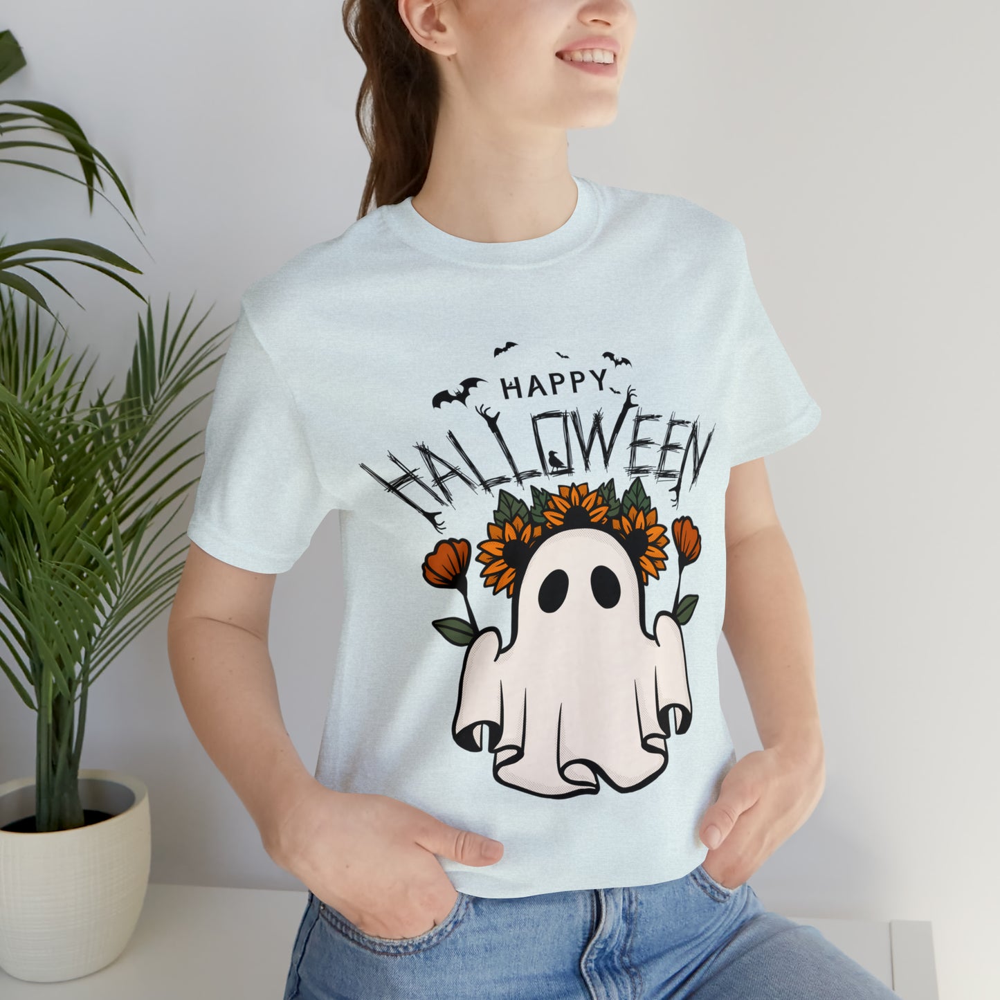 Tee-shirt à manches courtes en jersey unisexe - Halloween - Petit Fantôme - 03