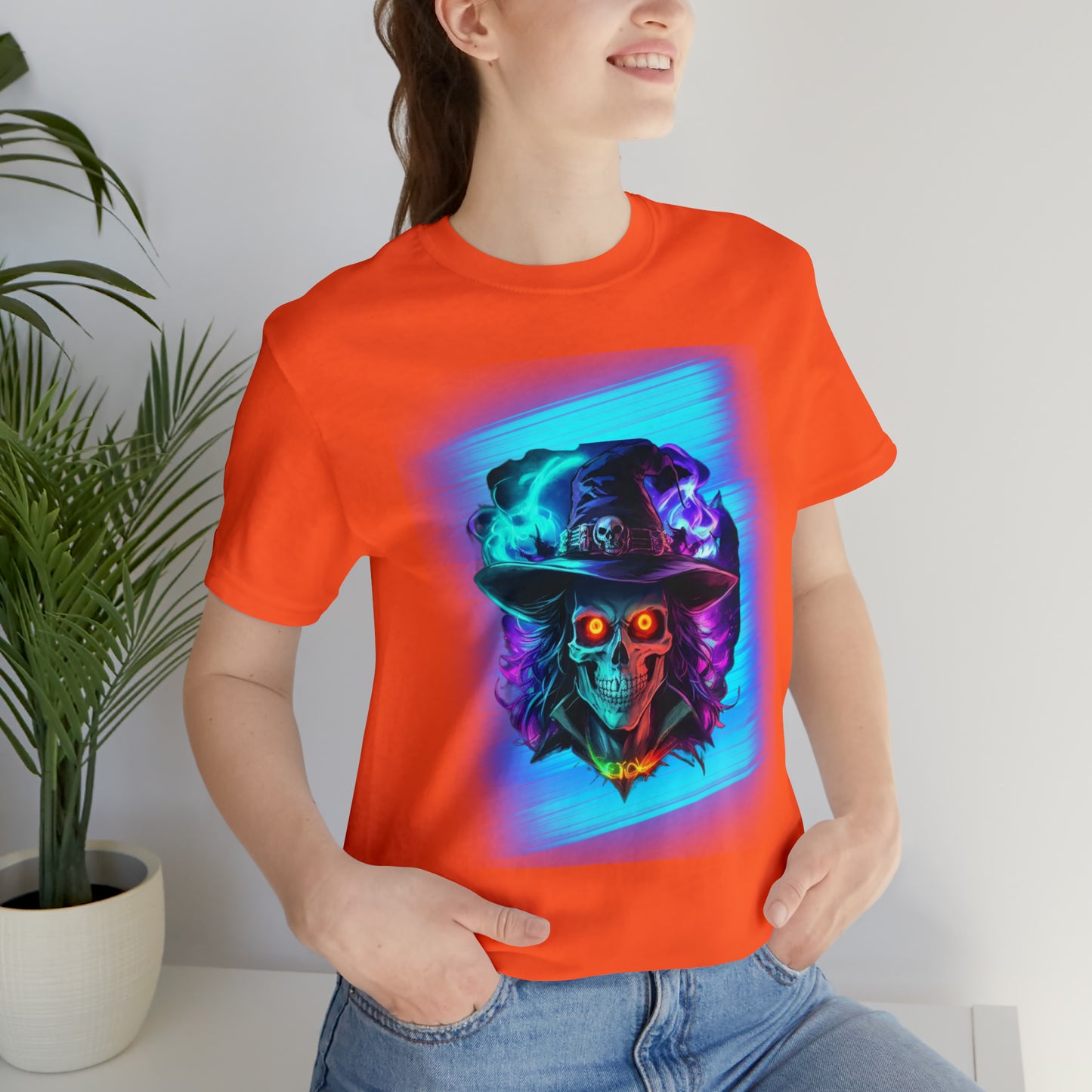 Camiseta de manga corta unisex Jersey - Calaveras de brujas de Halloween - 08