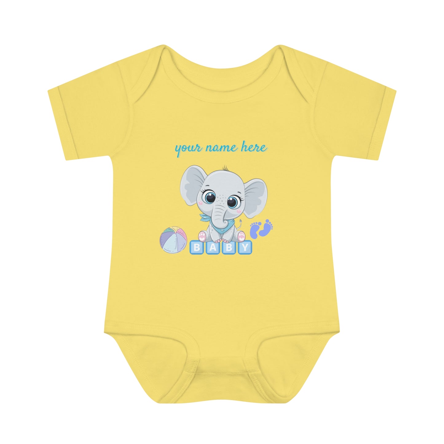 Body côtelé pour bébé - Bébé éléphant - Personnalisé - 01