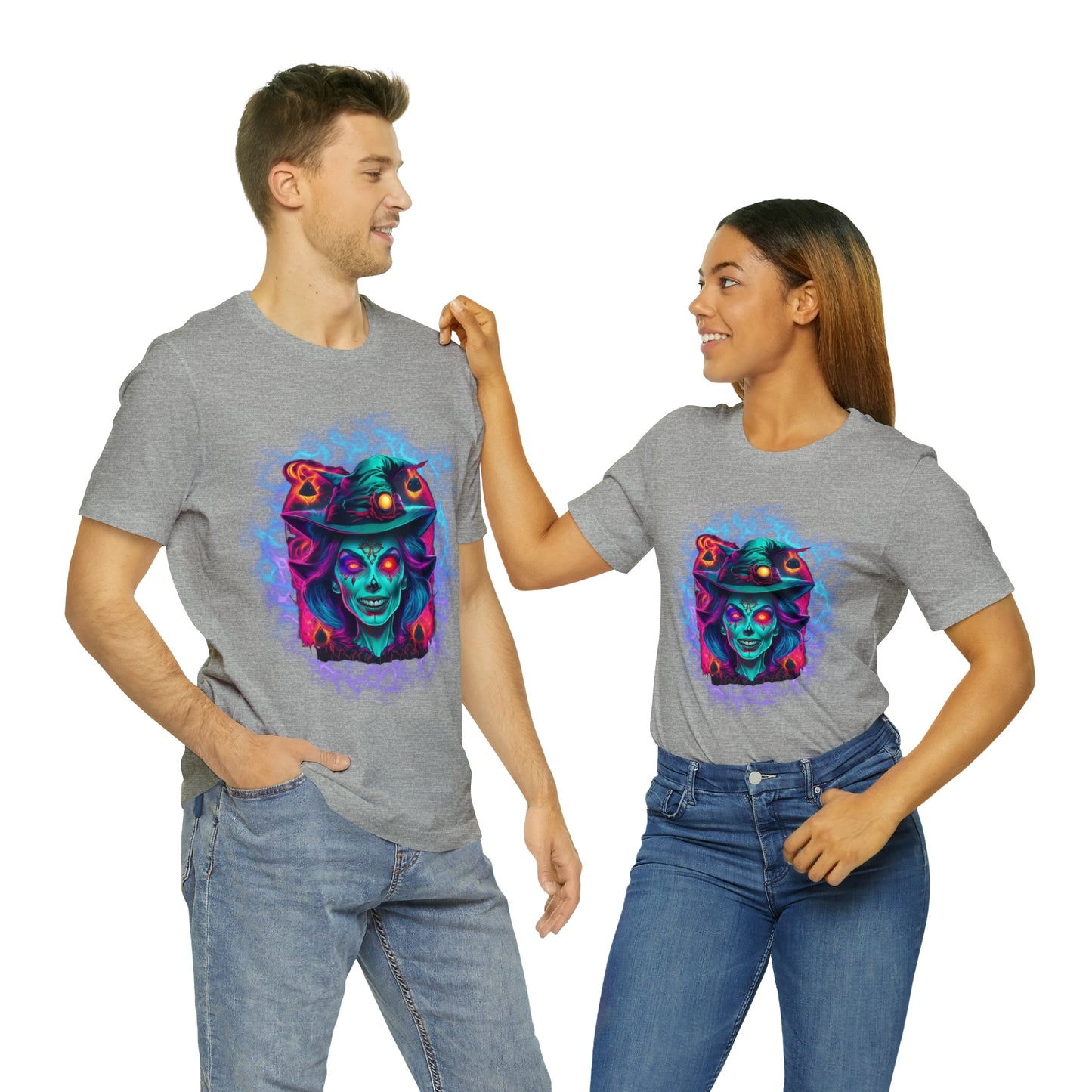 Camiseta de manga corta unisex Jersey - Calaveras de brujas de Halloween - 02