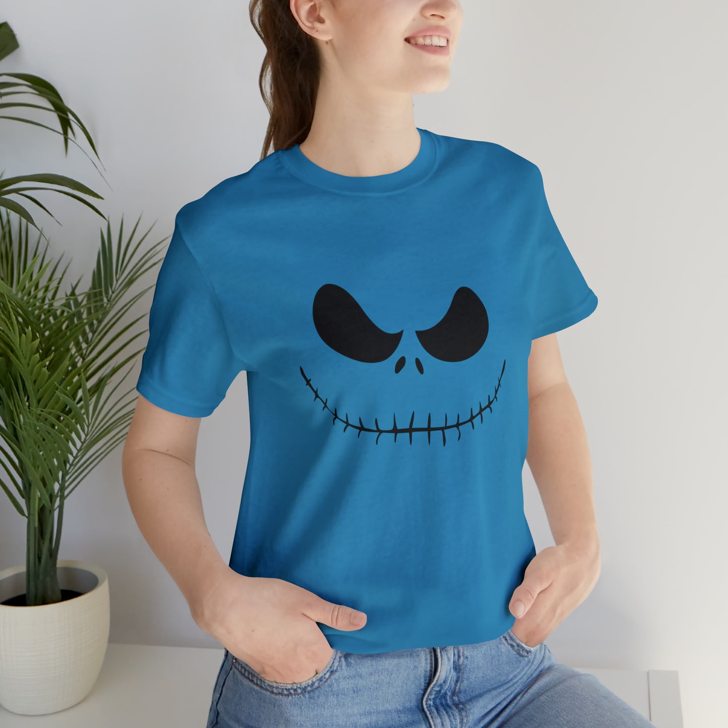 Camiseta de manga corta Unisex Jersey - Cara de terror de Halloween - 02