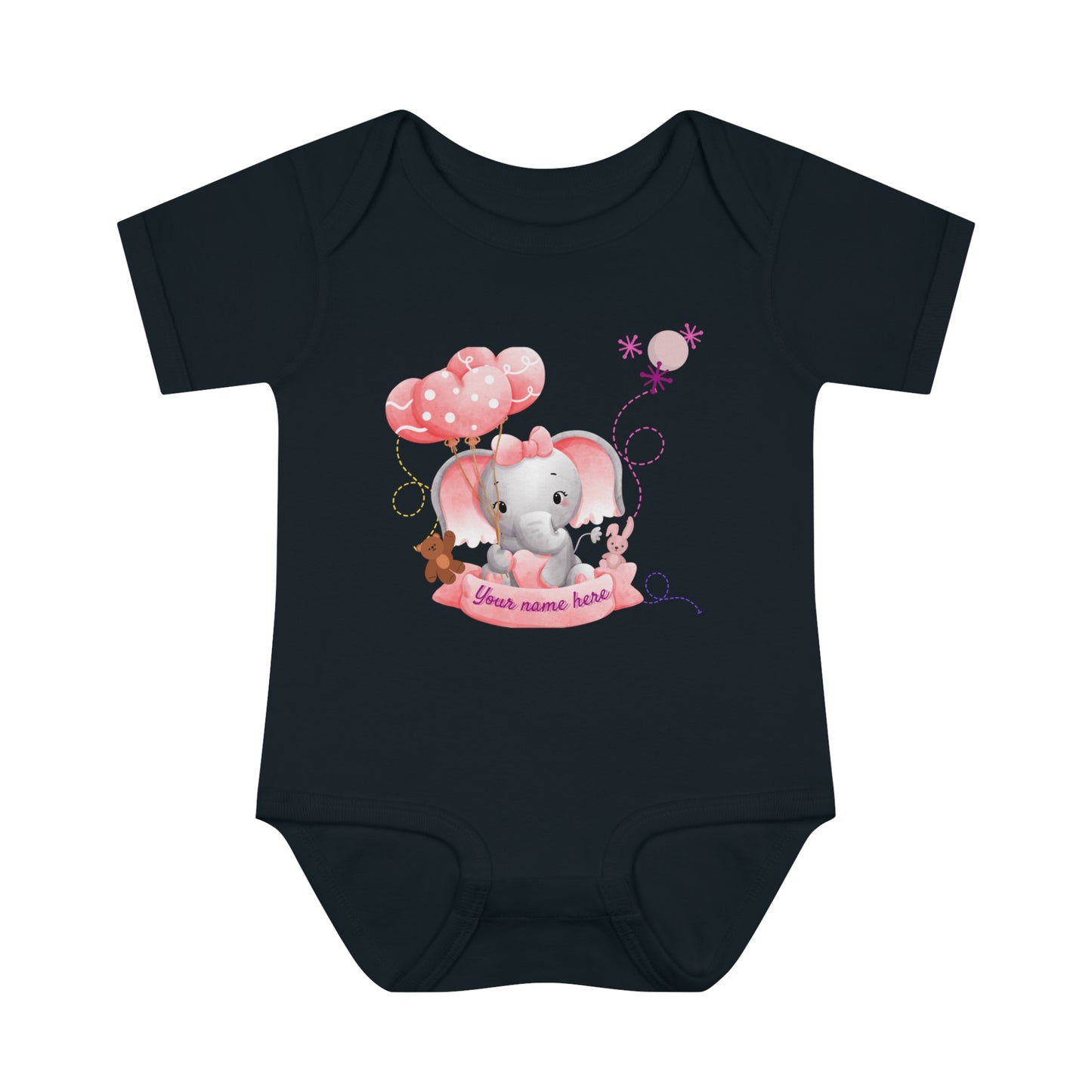 Body côtelé pour bébé - Bébé éléphant - Personnalisé - 02