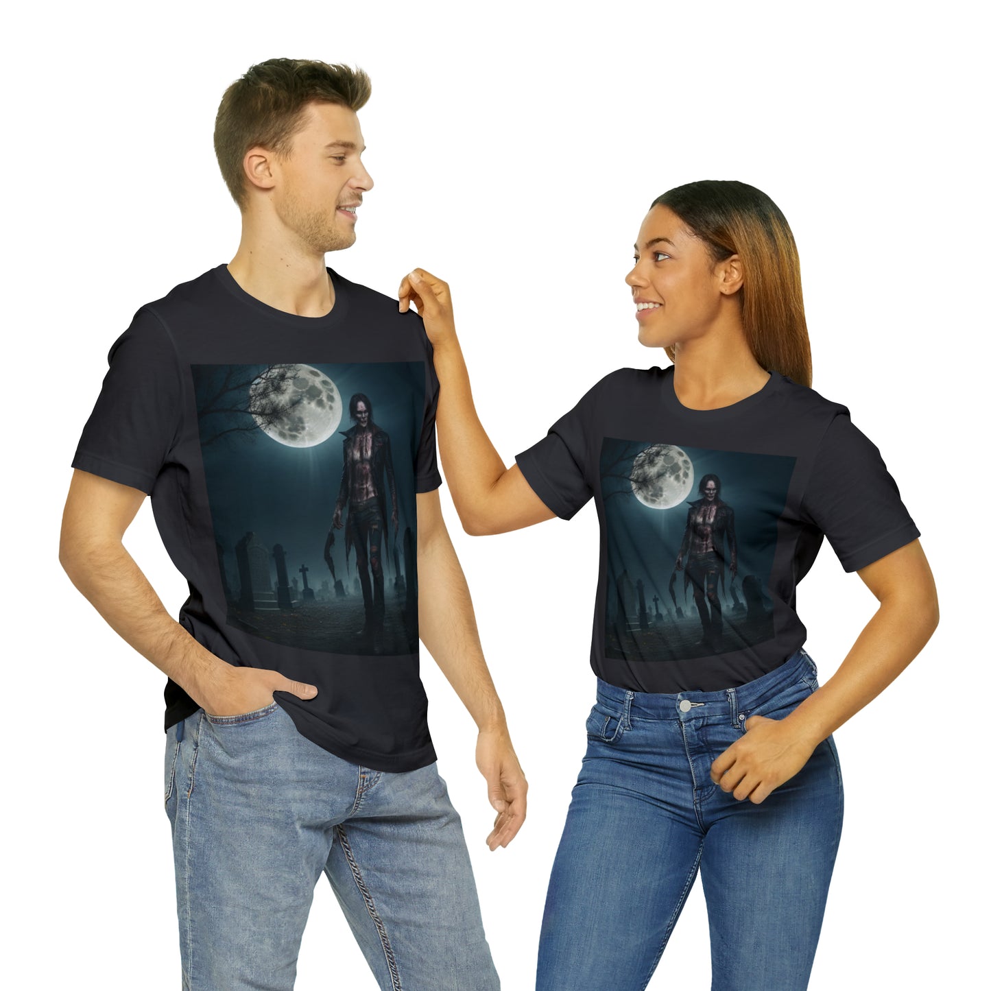 Unisex Jersey Short Sleeve Tee - Halloween Skeleton man AI - 04