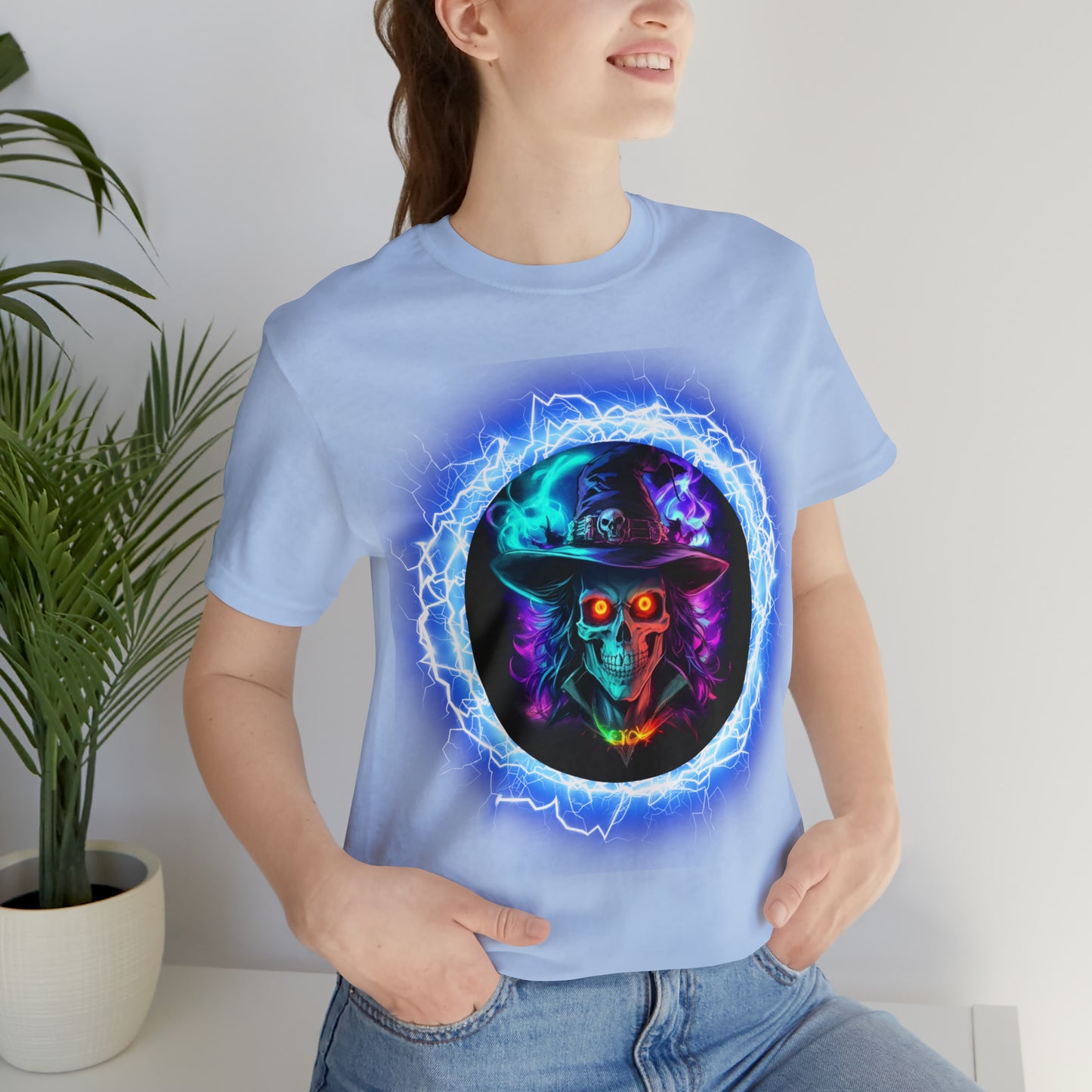 Camiseta de manga corta unisex Jersey - Calaveras de brujas de Halloween - 06
