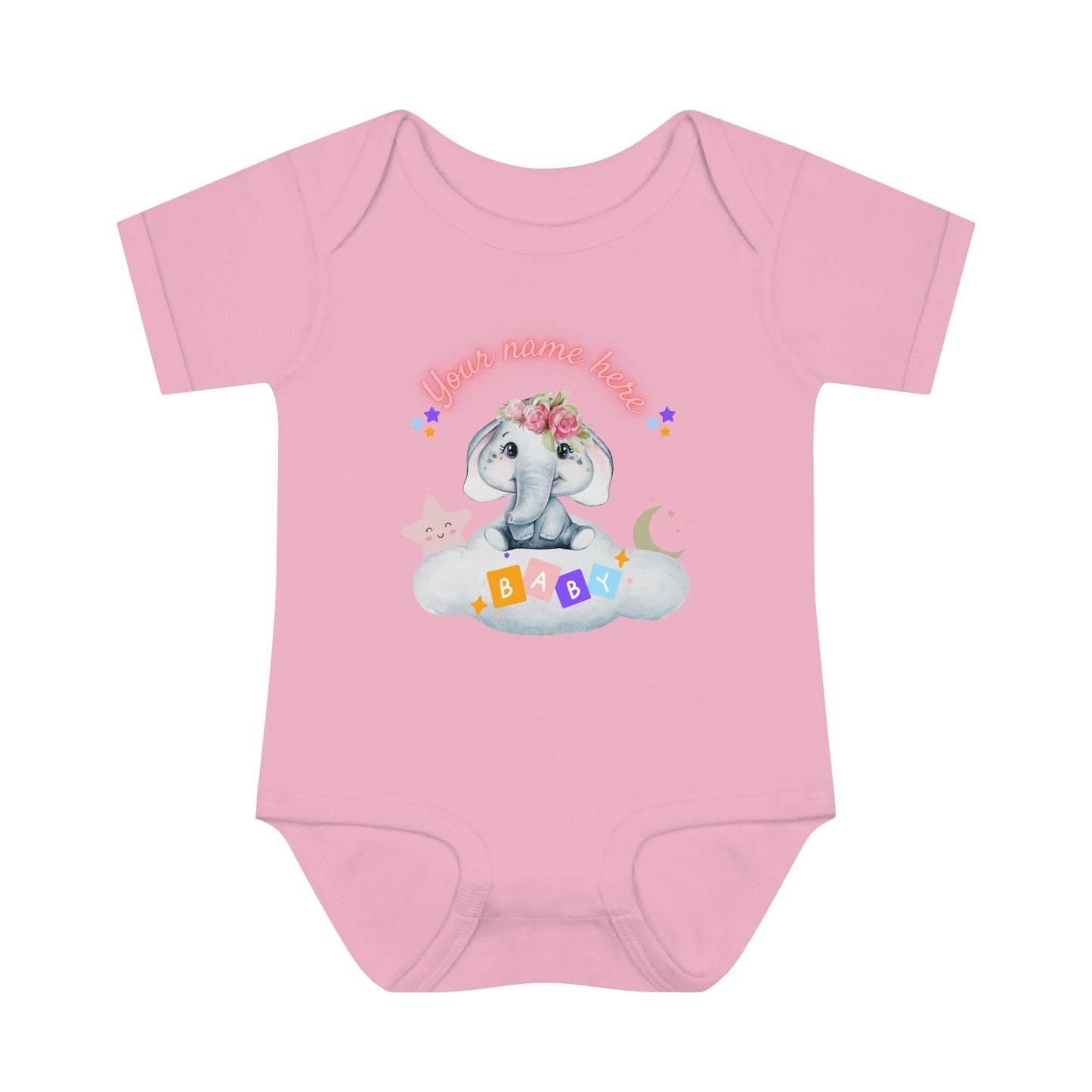 Infant Baby Rib Bodysuit - Baby elephant - Custom - 03