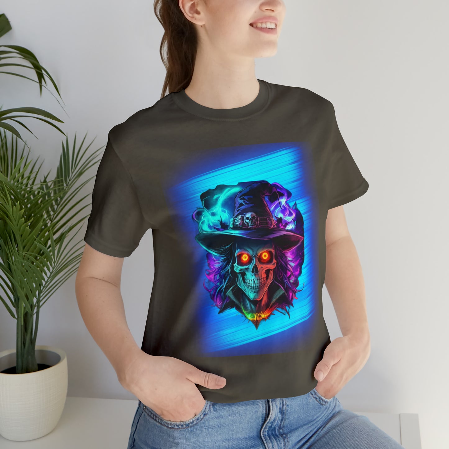 Camiseta de manga corta unisex Jersey - Calaveras de brujas de Halloween - 08