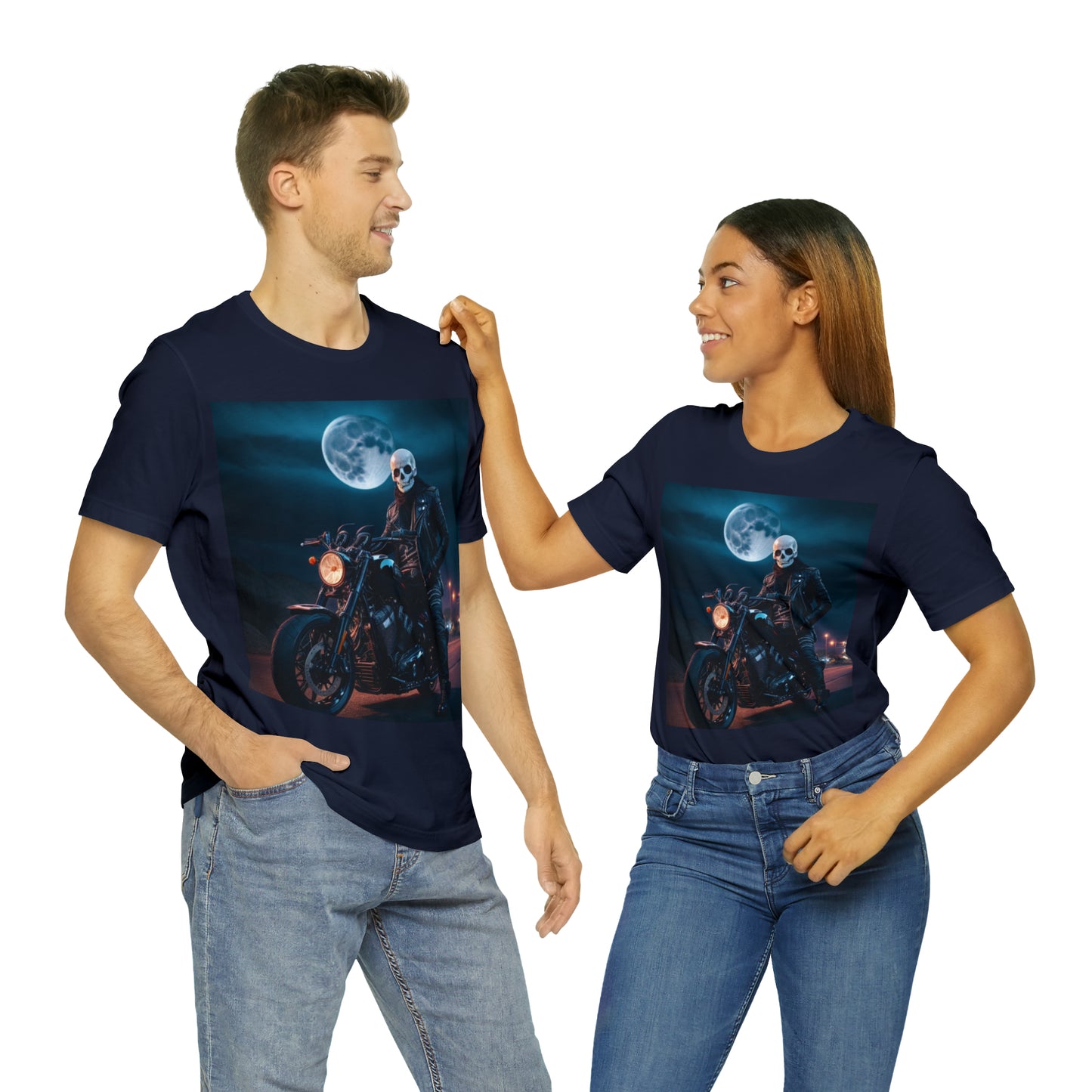 Unisex Jersey Short Sleeve Tee - Halloween Motorcyclist AI - 02