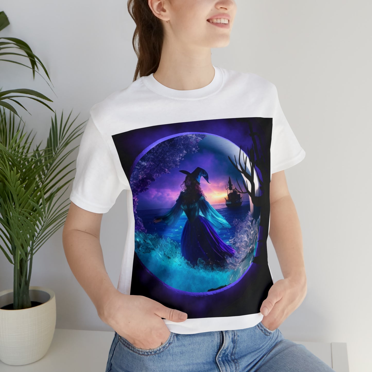 Camiseta de manga corta unisex Jersey - Halloween Witch AI - 02