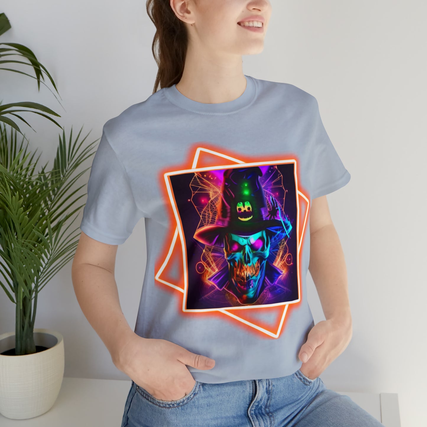Camiseta de manga corta unisex Jersey - Calaveras de brujas de Halloween - 03