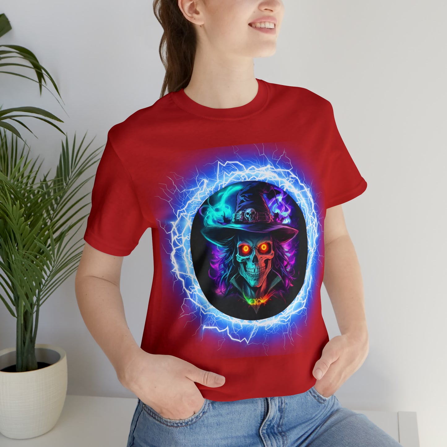 Camiseta de manga corta unisex Jersey - Calaveras de brujas de Halloween - 06
