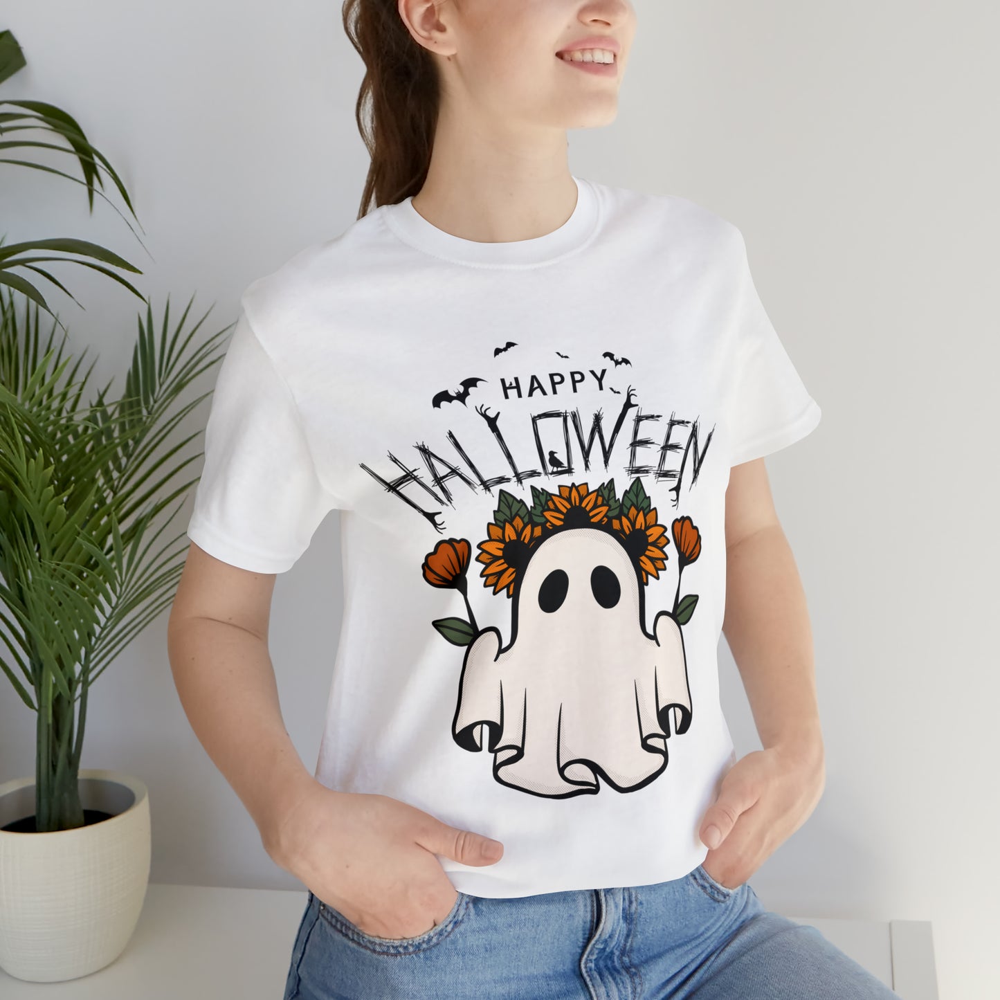 Tee-shirt à manches courtes en jersey unisexe - Halloween - Petit Fantôme - 03