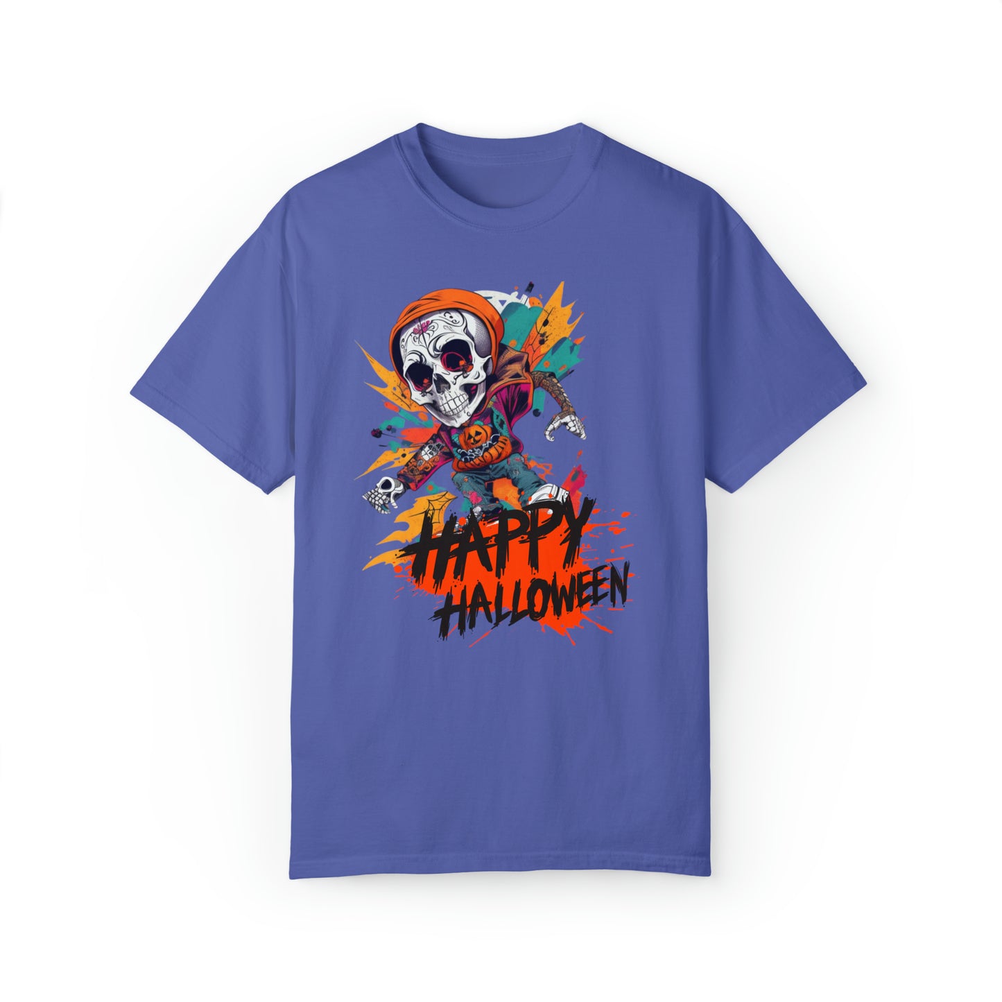 Camiseta unisex teñida en prenda - Halloween - Calavera joven