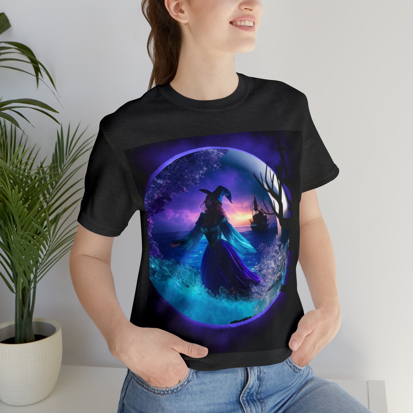 Camiseta de manga corta unisex Jersey - Halloween Witch AI - 02