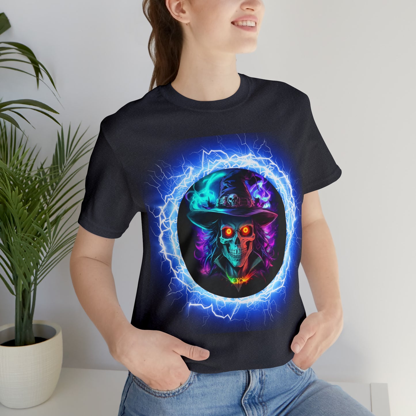 Camiseta de manga corta unisex Jersey - Calaveras de brujas de Halloween - 06