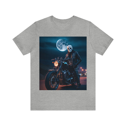 Unisex Jersey Short Sleeve Tee - Halloween Motorcyclist AI - 02