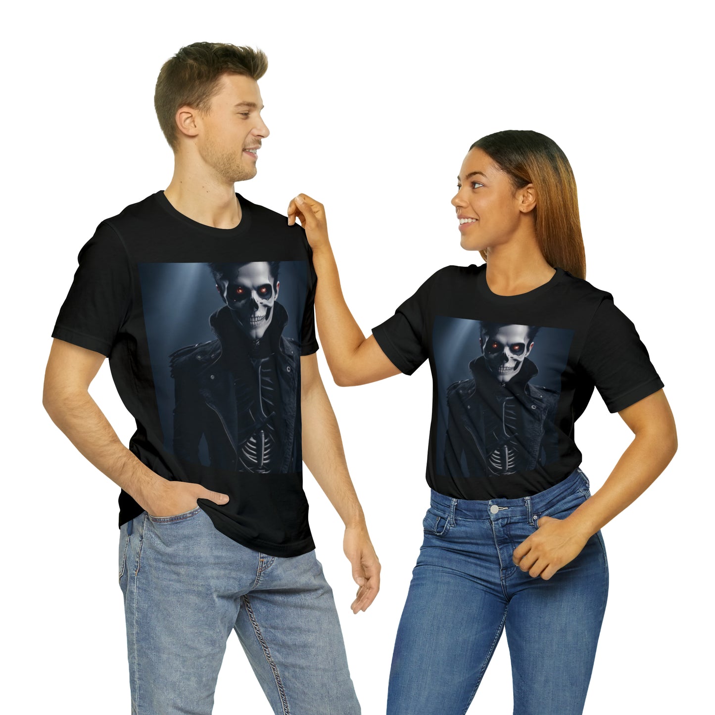 Unisex Jersey Short Sleeve Tee - Halloween Skeleton man AI - 02