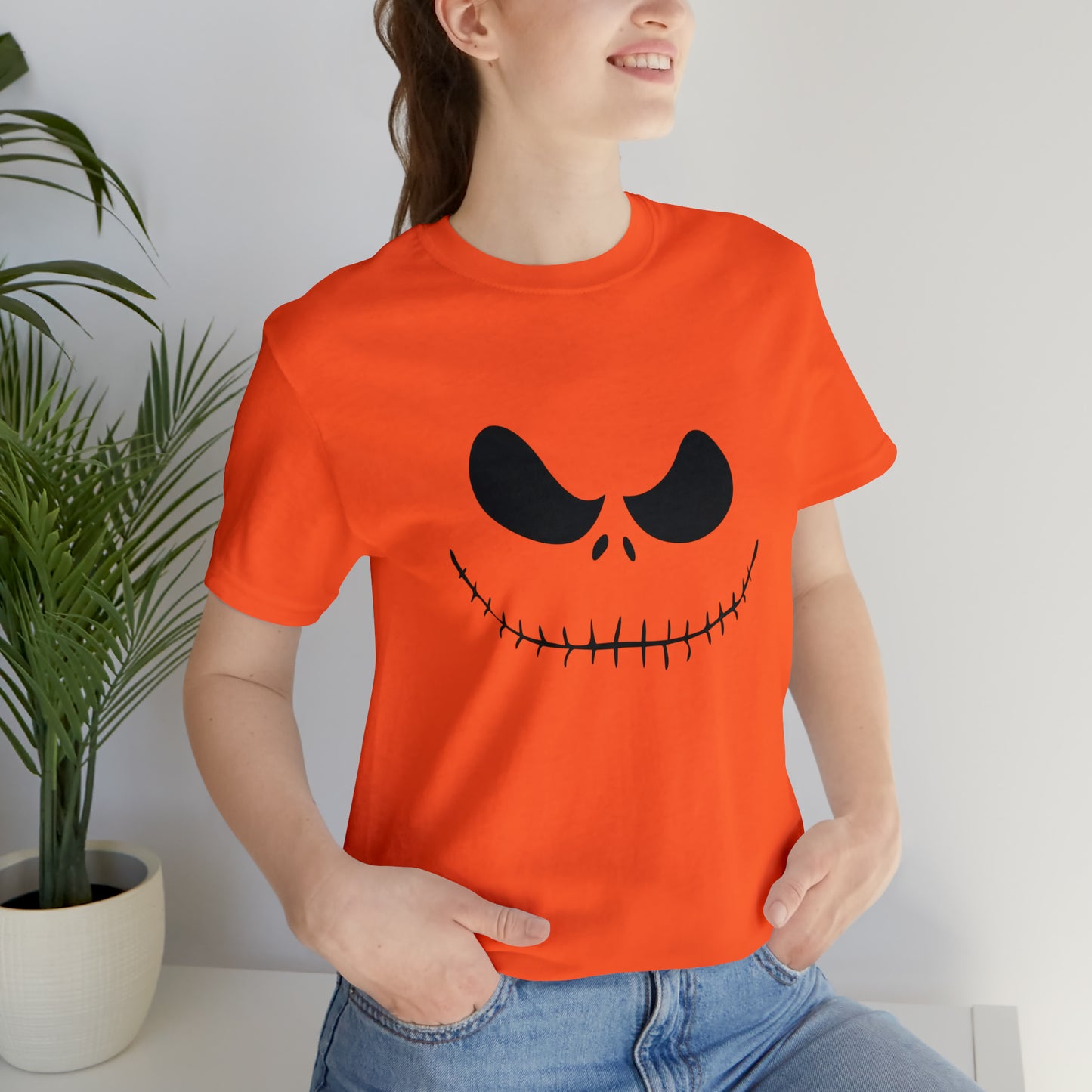 Camiseta de manga corta Unisex Jersey - Cara de terror de Halloween - 02