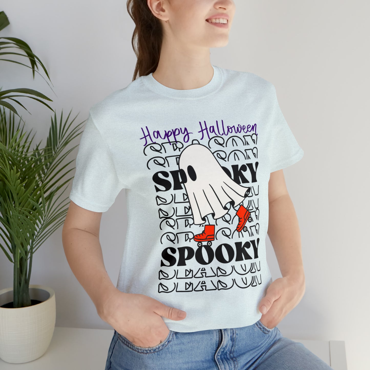 Tee-shirt à manches courtes en jersey unisexe - Halloween - Petit Fantôme - 10