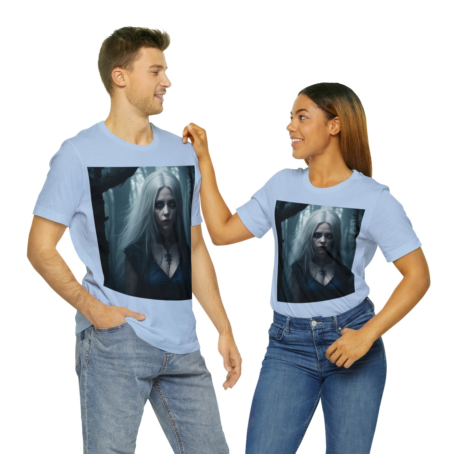 Camiseta de manga corta Unisex Jersey - Mujer bruja de Halloween AI - 01