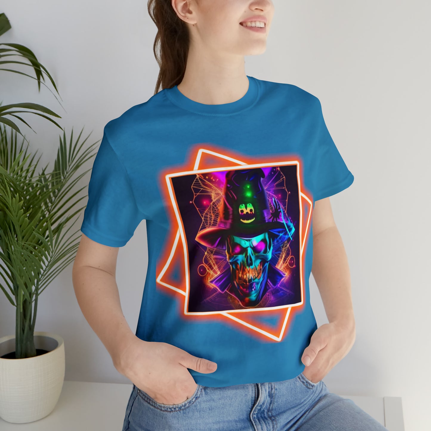 Camiseta de manga corta unisex Jersey - Calaveras de brujas de Halloween - 03