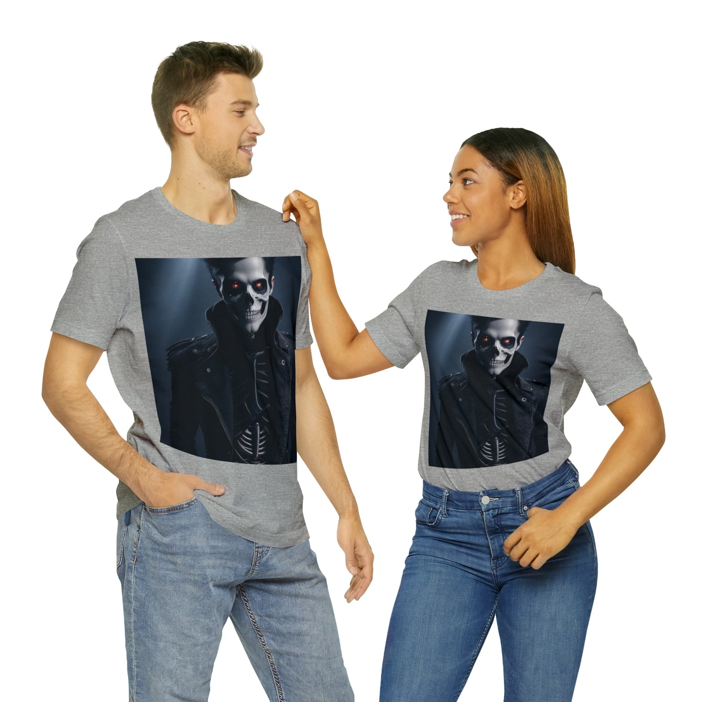 Unisex Jersey Short Sleeve Tee - Halloween Skeleton man AI - 02