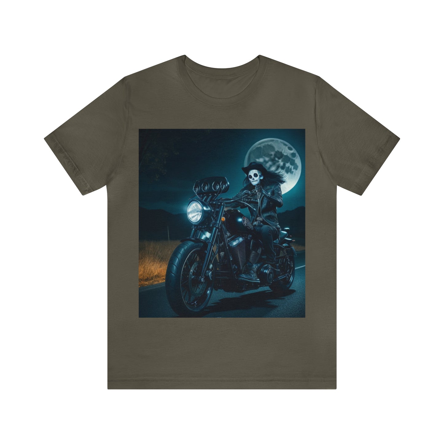 Camiseta de manga corta Unisex Jersey - Motociclista de Halloween AI - 01