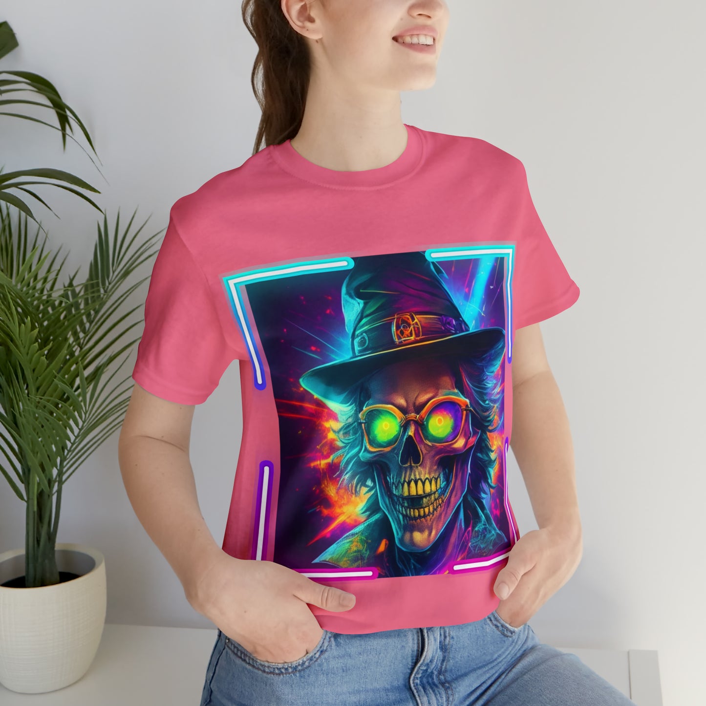 Camiseta de manga corta unisex Jersey - Calaveras de brujas de Halloween - 04