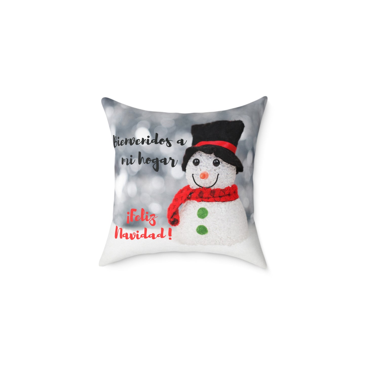 Cojín de poliéster hilado - Feliz Navidad - Muñeco de nieve