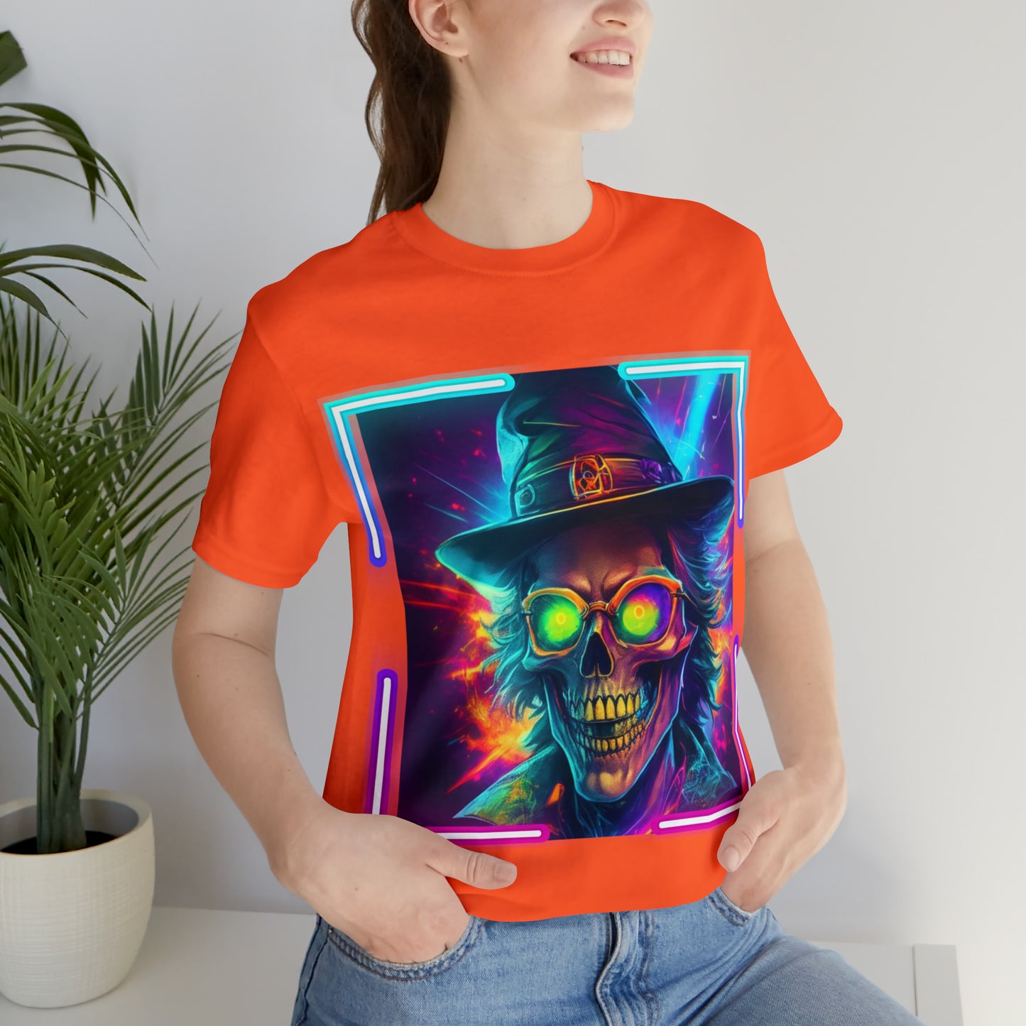Camiseta de manga corta unisex Jersey - Calaveras de brujas de Halloween - 04