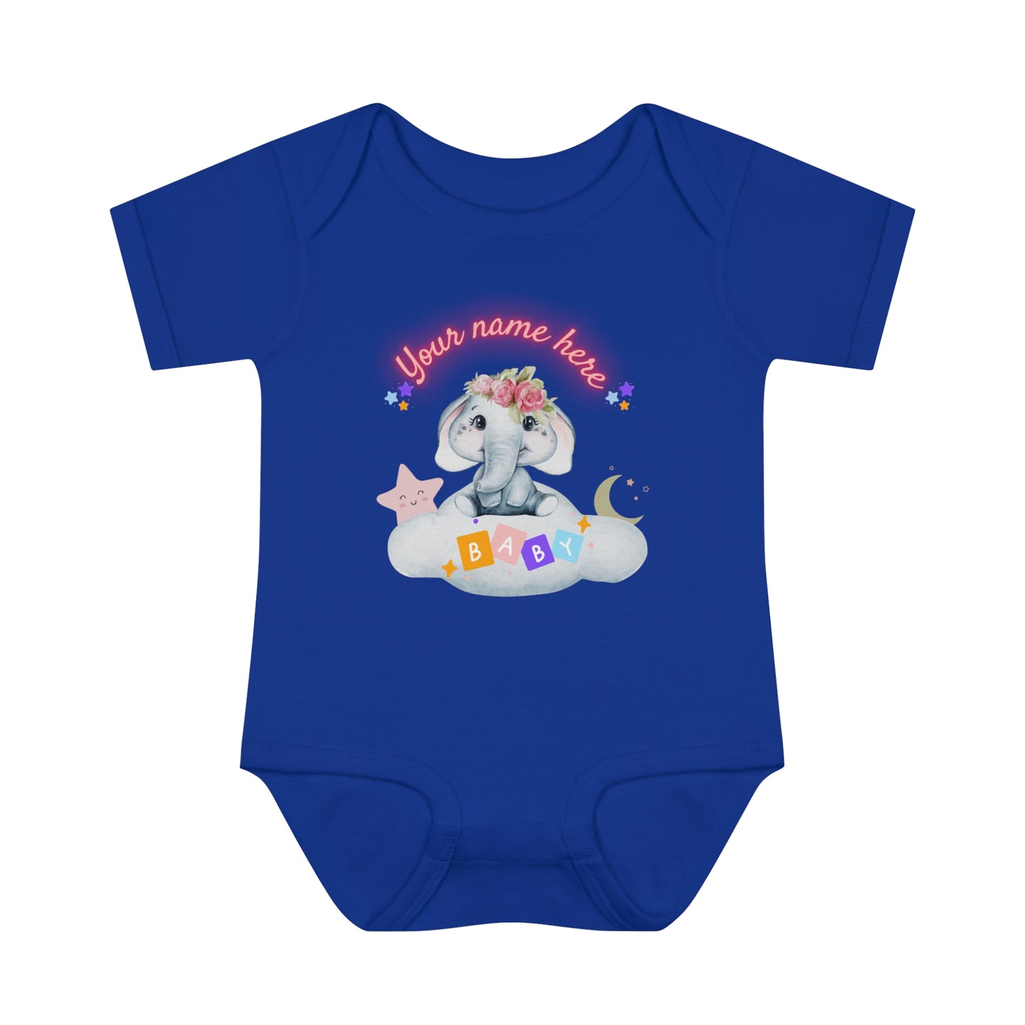 Infant Baby Rib Bodysuit - Baby elephant - Custom - 03