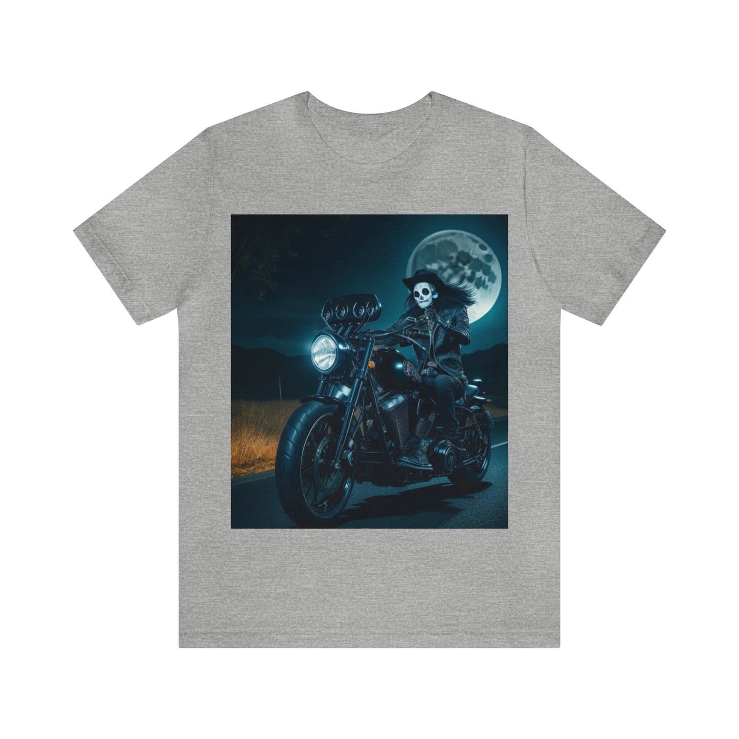 Camiseta de manga corta Unisex Jersey - Motociclista de Halloween AI - 01