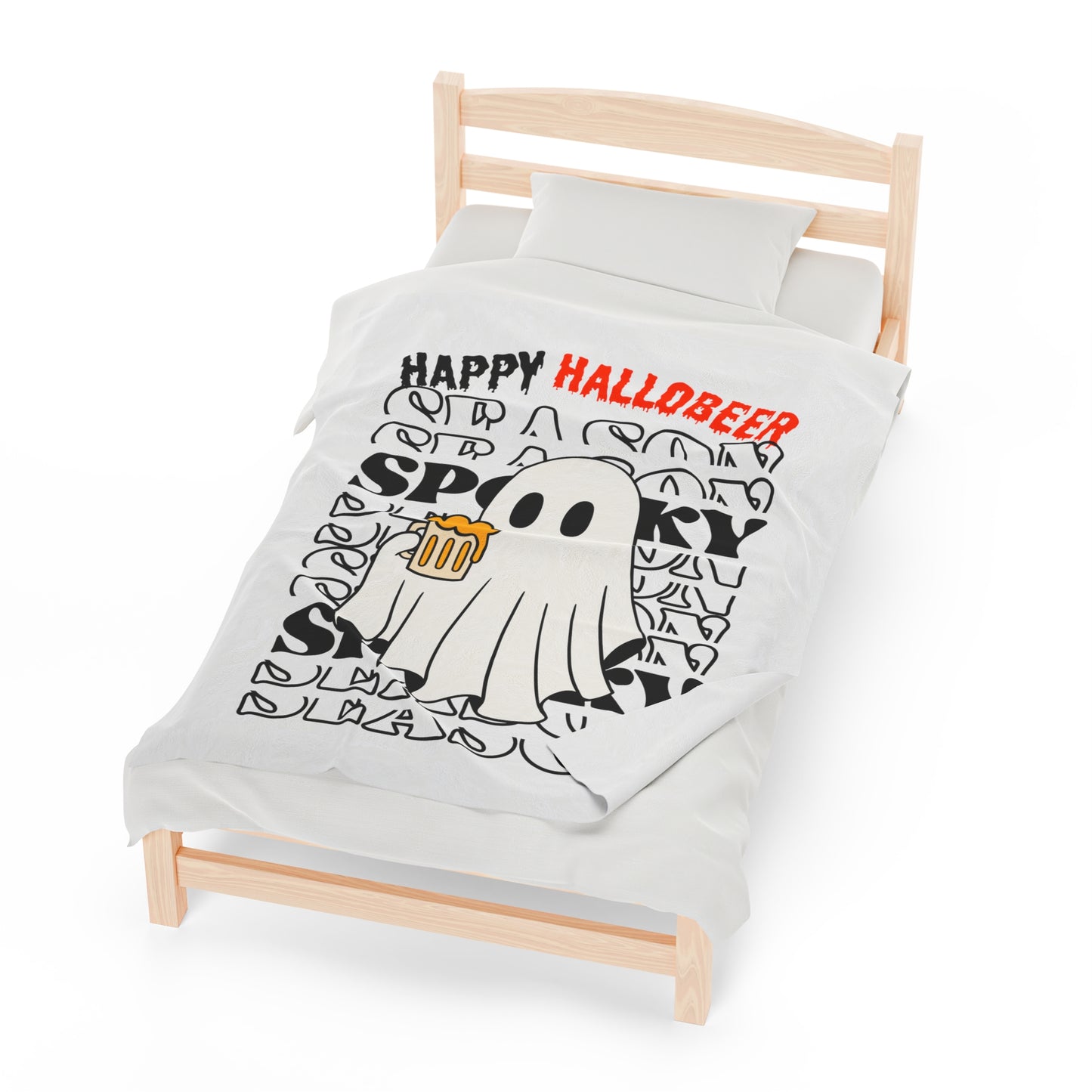 Couverture en peluche en velours - Halloween - Petit Fantôme - 01