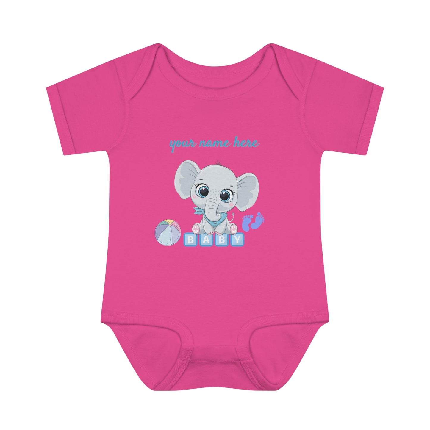 Body côtelé pour bébé - Bébé éléphant - Personnalisé - 01