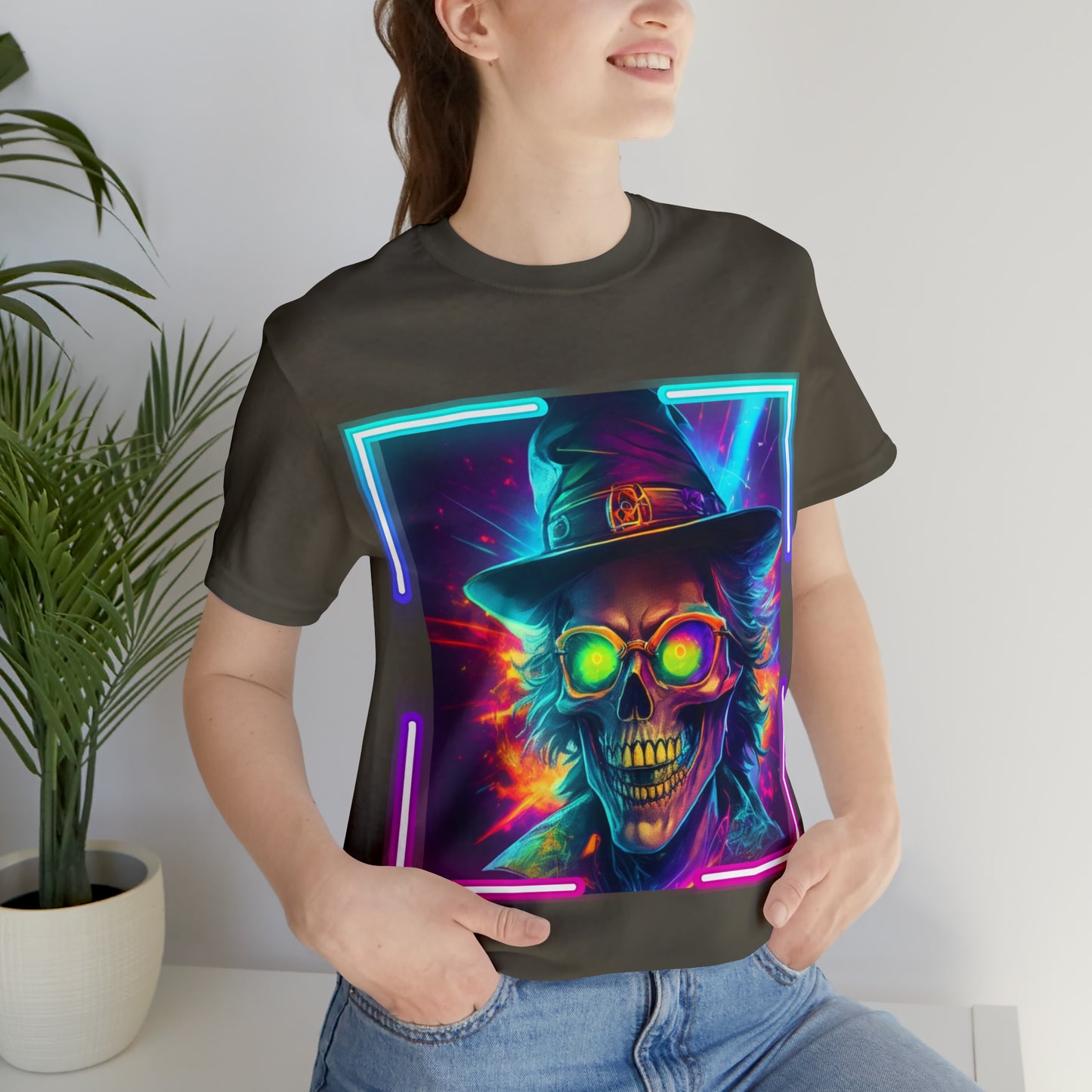 Camiseta de manga corta unisex Jersey - Calaveras de brujas de Halloween - 04