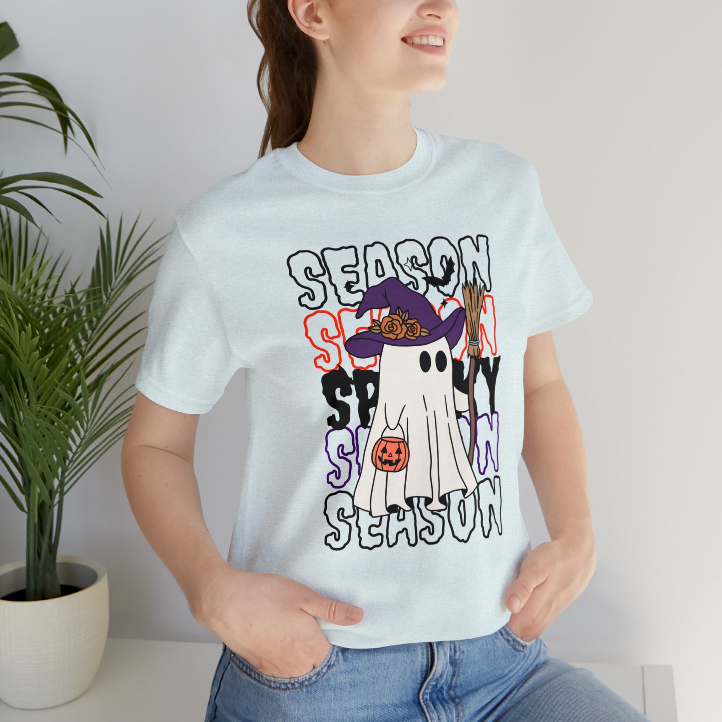 Camiseta de manga corta de jersey unisex - Halloween - Pequeño fantasma - 13