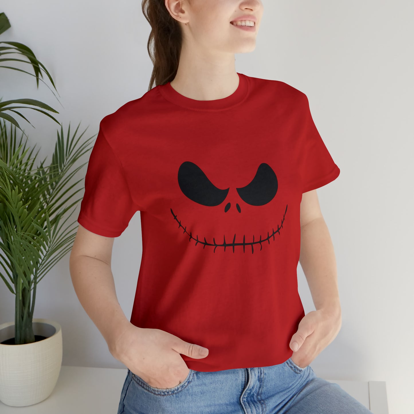 Camiseta de manga corta Unisex Jersey - Cara de terror de Halloween - 02