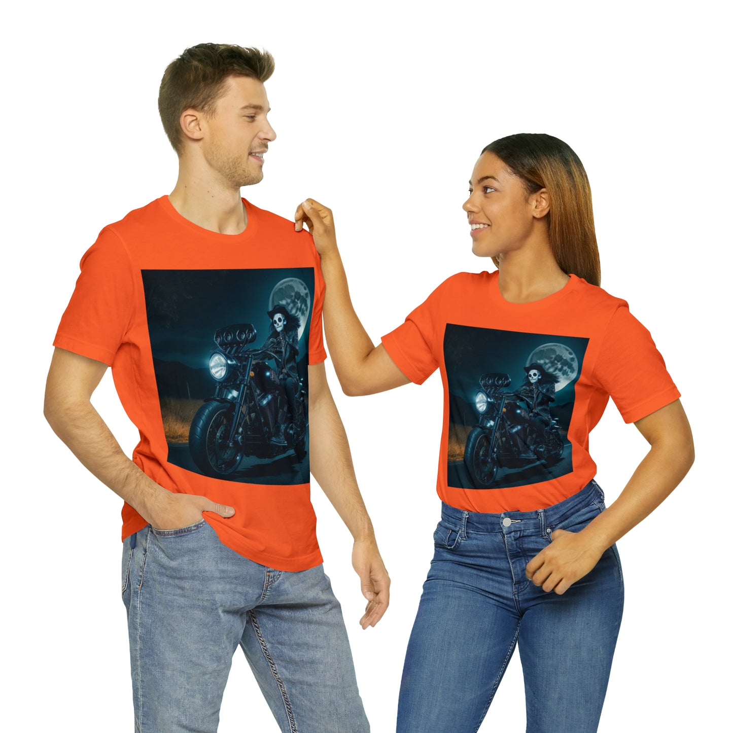 Camiseta de manga corta Unisex Jersey - Motociclista de Halloween AI - 01