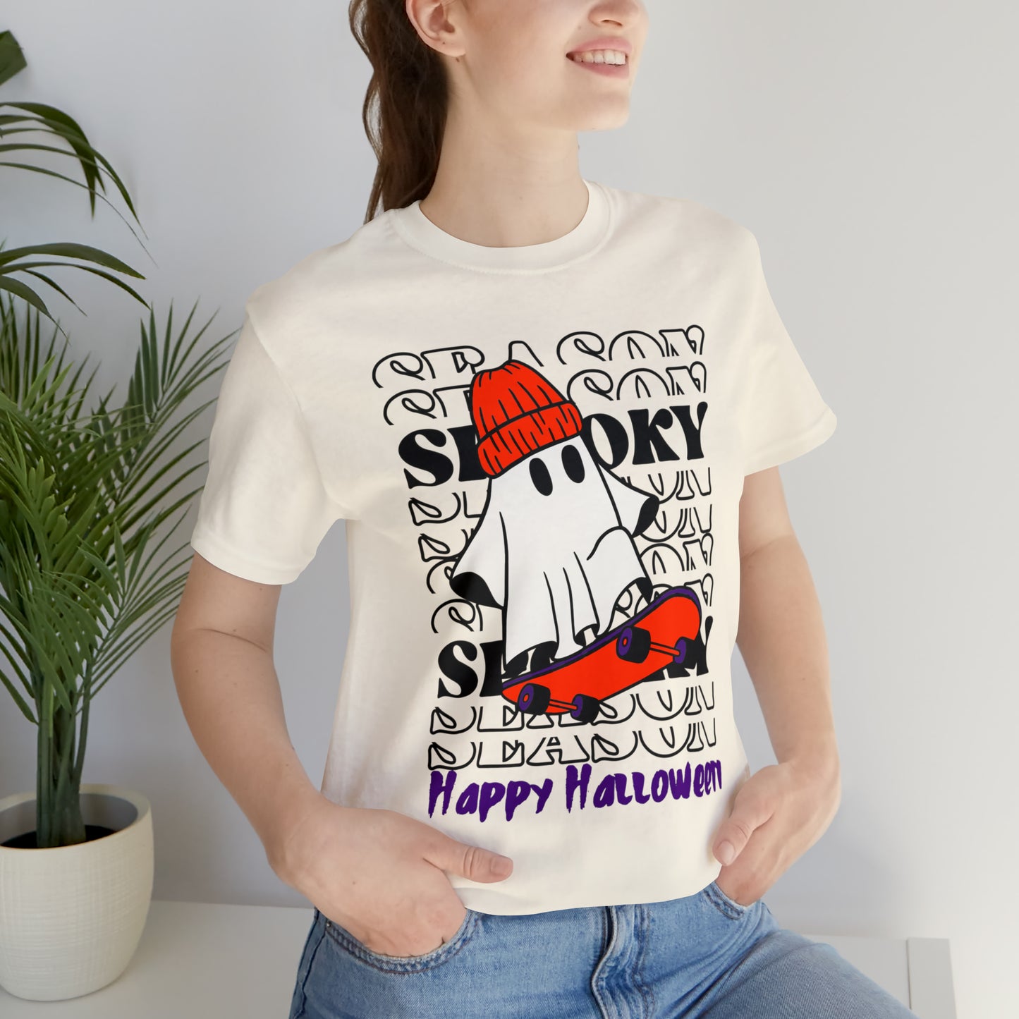Camiseta de manga corta de jersey unisex - Halloween - Pequeño fantasma - 02