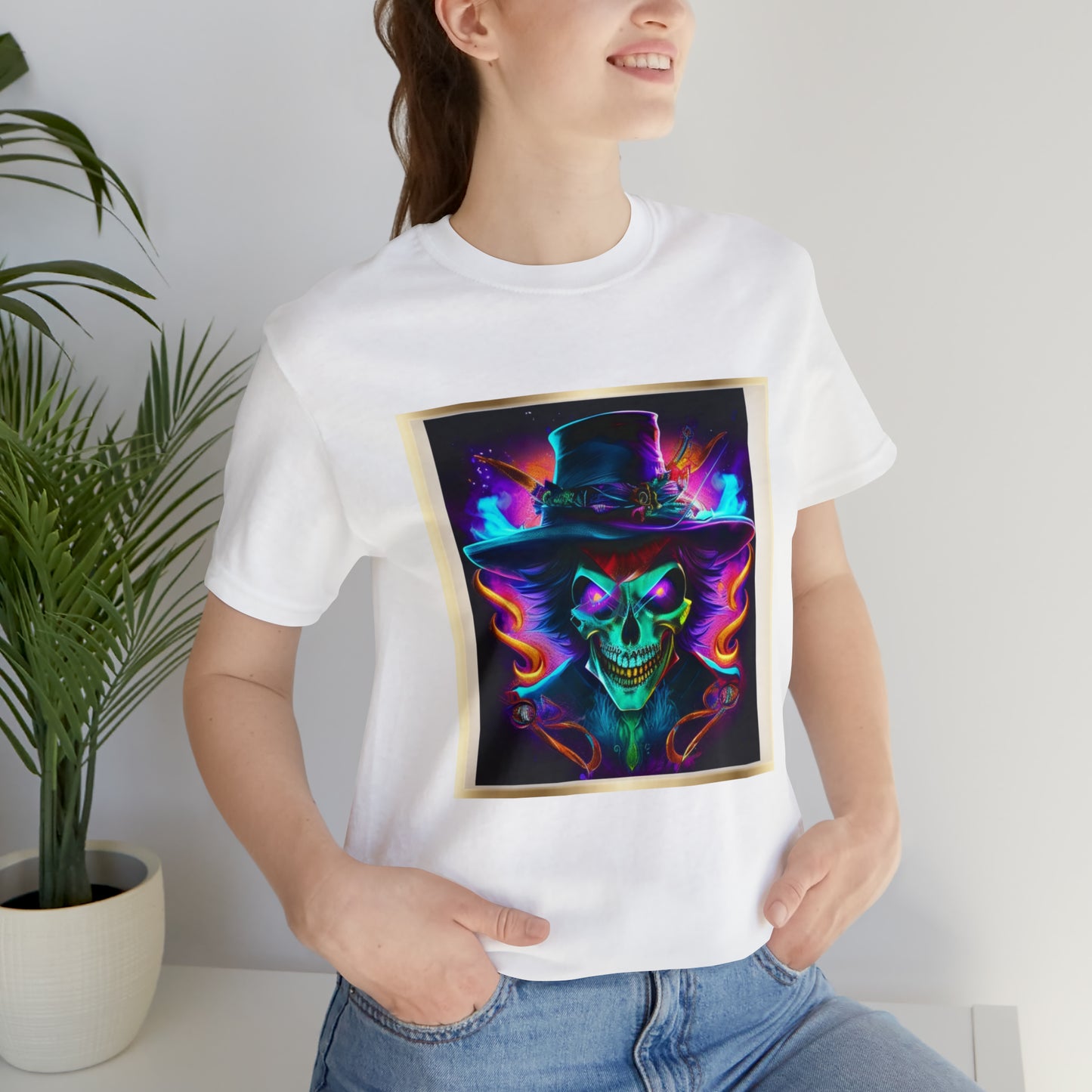 Camiseta de manga corta unisex Jersey - Calaveras de brujas de Halloween - 09