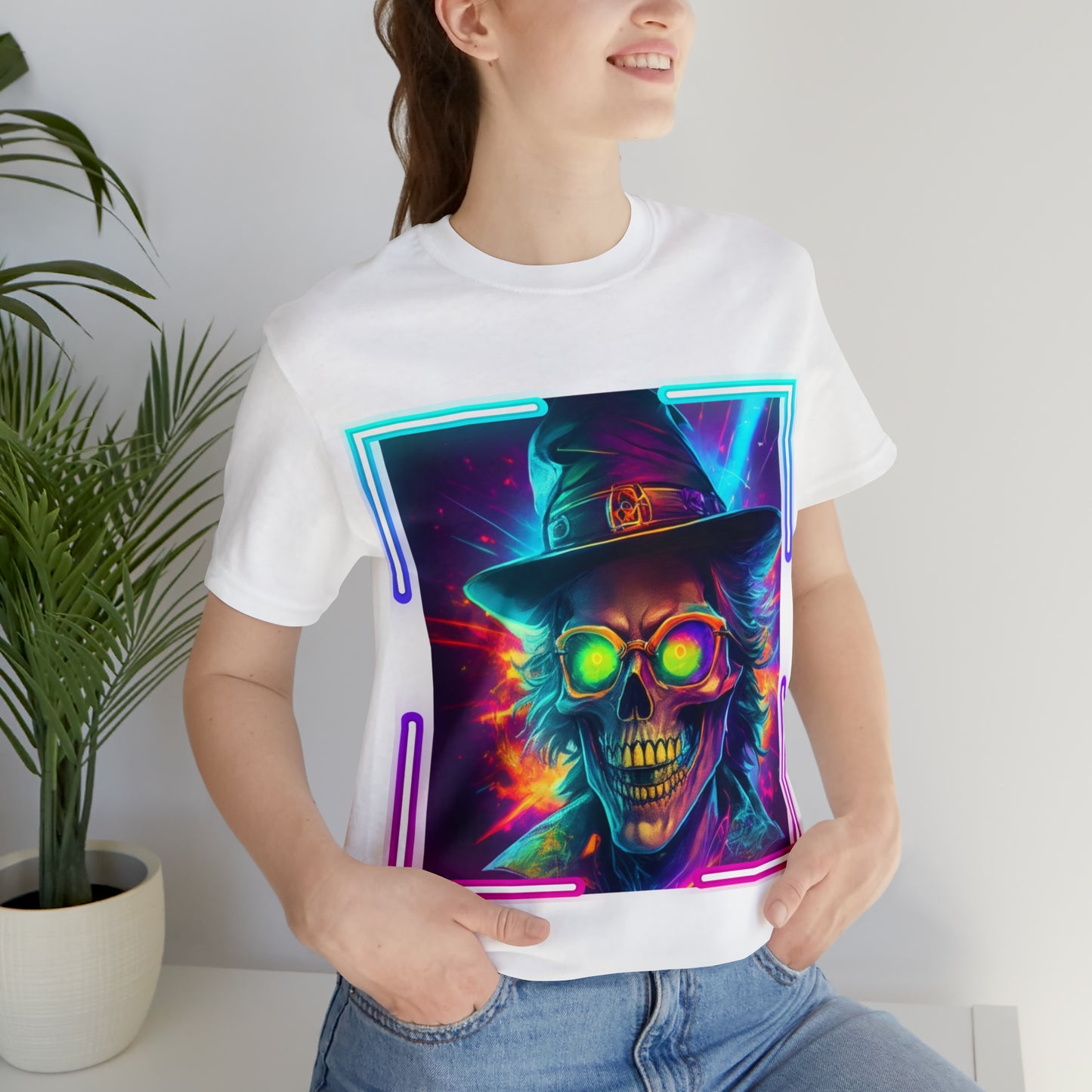 Camiseta de manga corta unisex Jersey - Calaveras de brujas de Halloween - 04