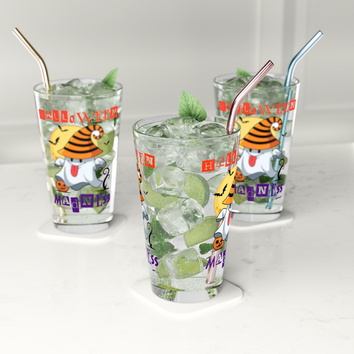 Vaso de pinta, 16 oz - Halloween - Pequeño fantasma - 04