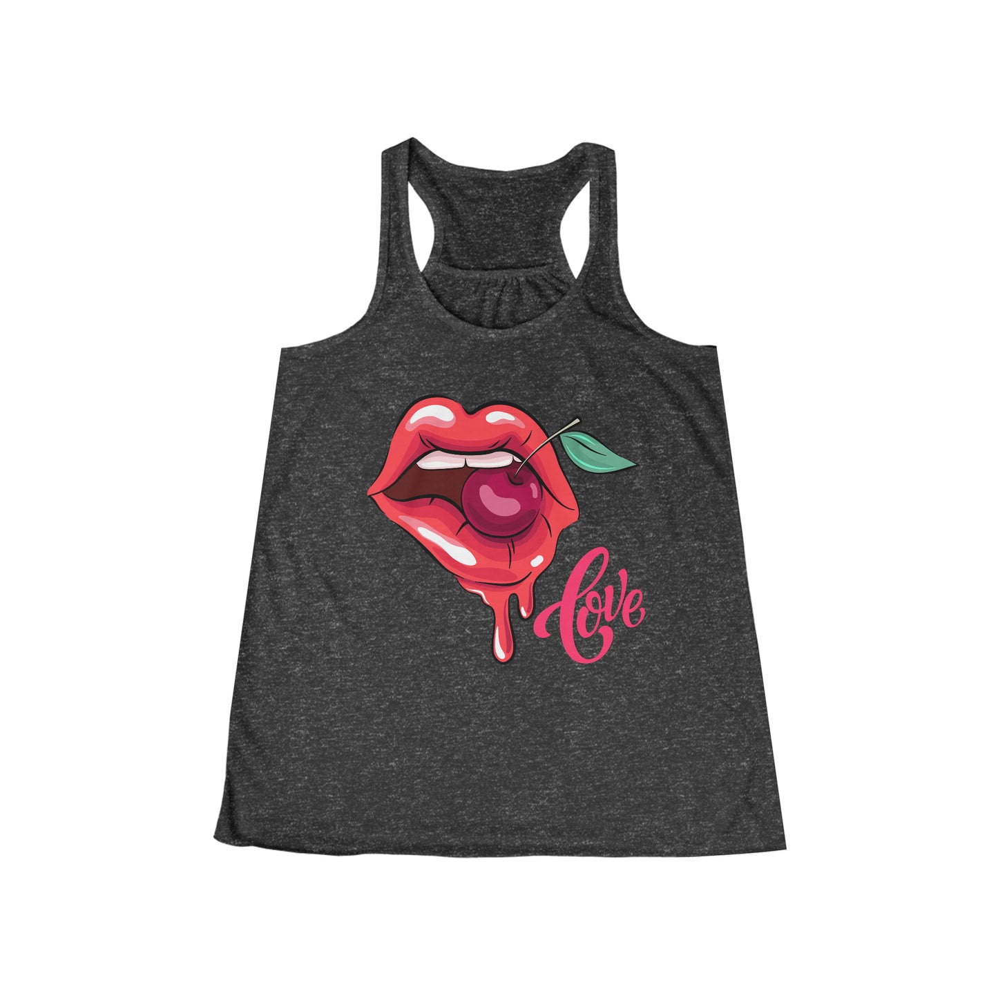 Camiseta sin mangas fluida con espalda cruzada para mujer - Labios de amor - 01