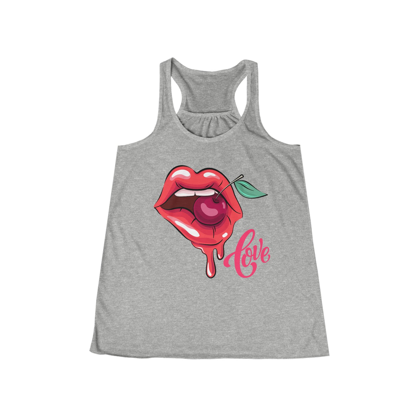 Camiseta sin mangas fluida con espalda cruzada para mujer - Labios de amor - 01