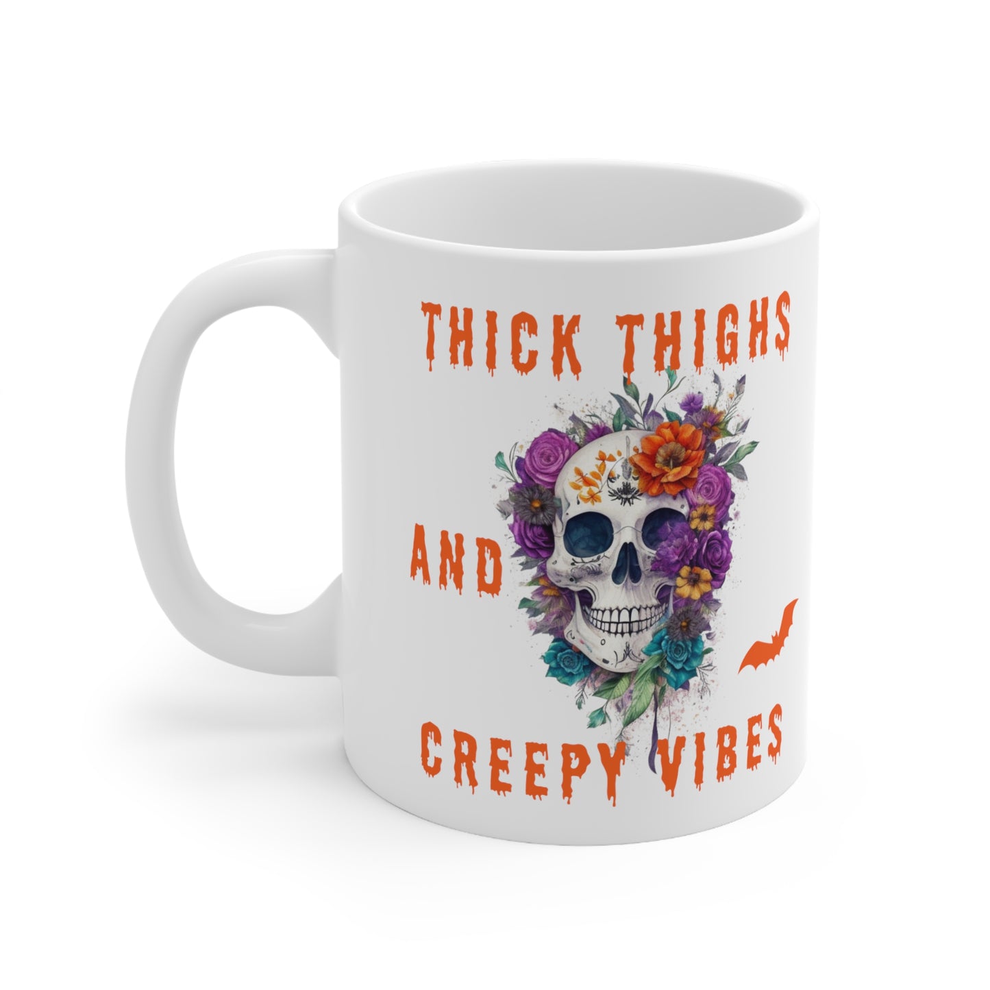 Mug en céramique 11oz - Halloween - Crâne et fleurs