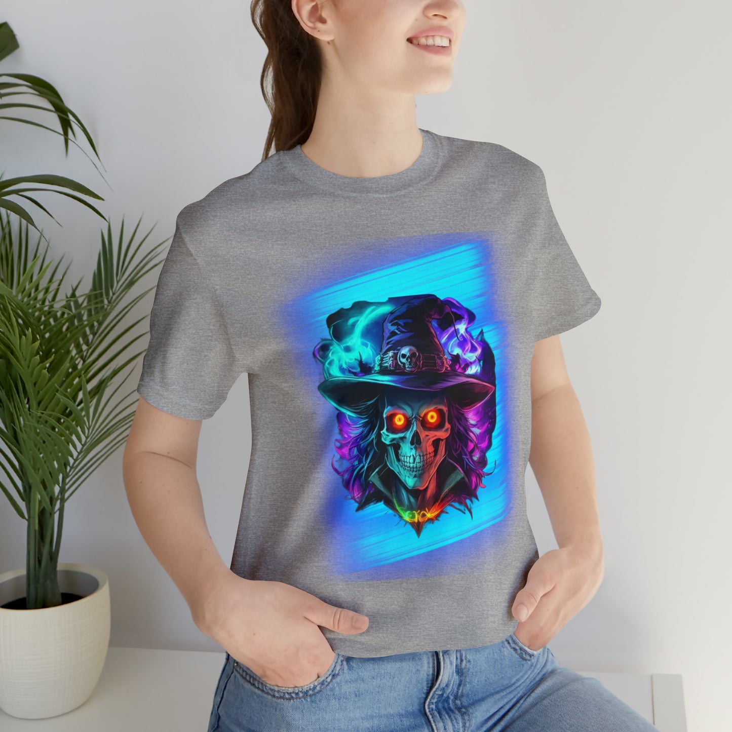 Camiseta de manga corta unisex Jersey - Calaveras de brujas de Halloween - 08
