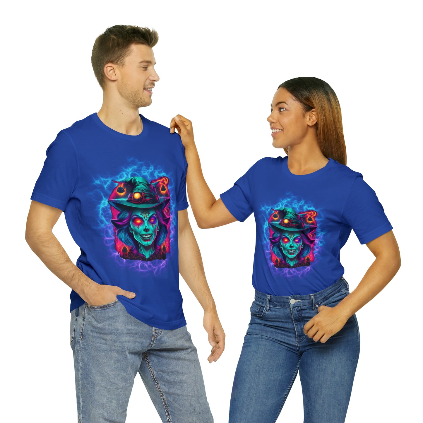 Unisex Jersey Short Sleeve Tee - Halloween Witch Skulls - 05