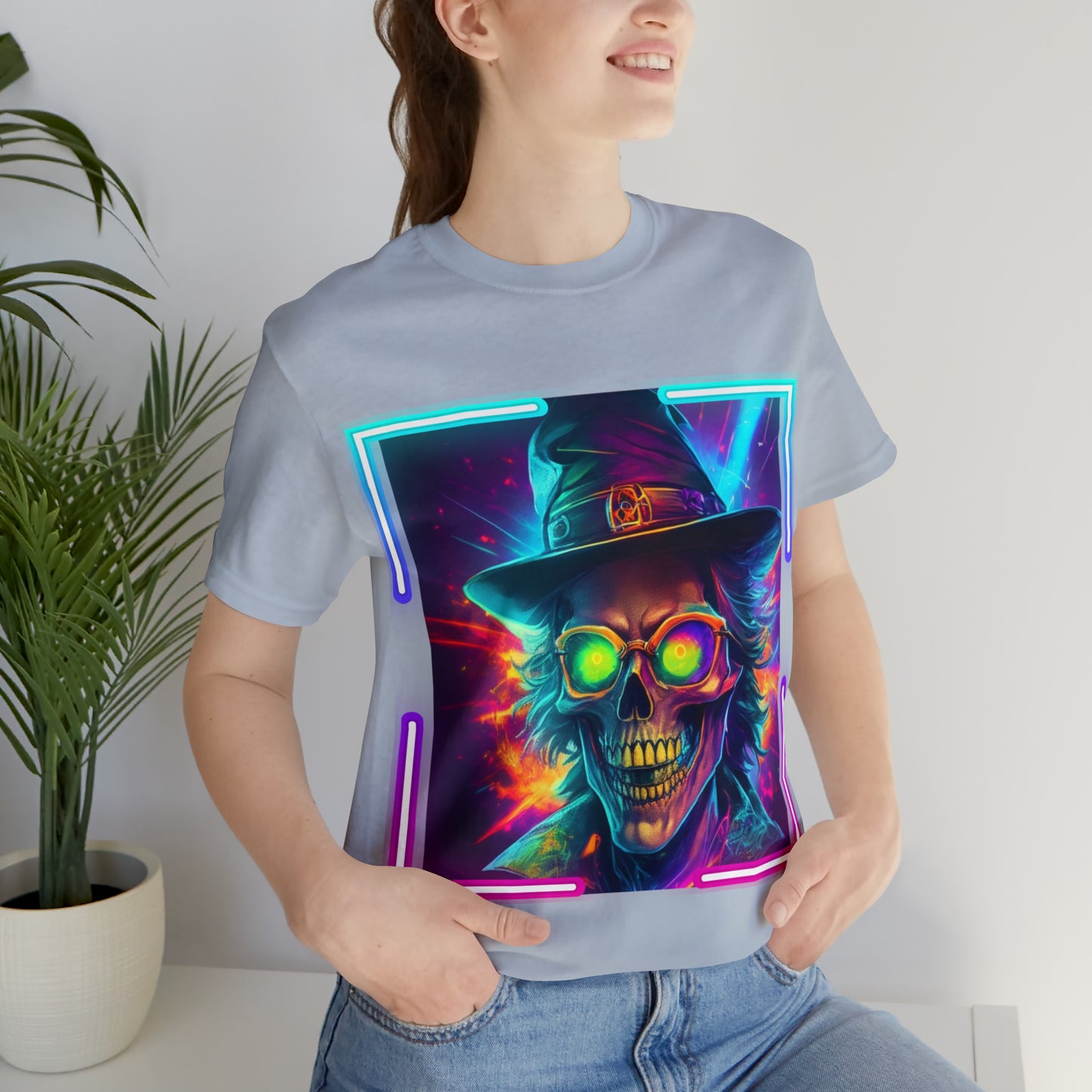 Camiseta de manga corta unisex Jersey - Calaveras de brujas de Halloween - 04