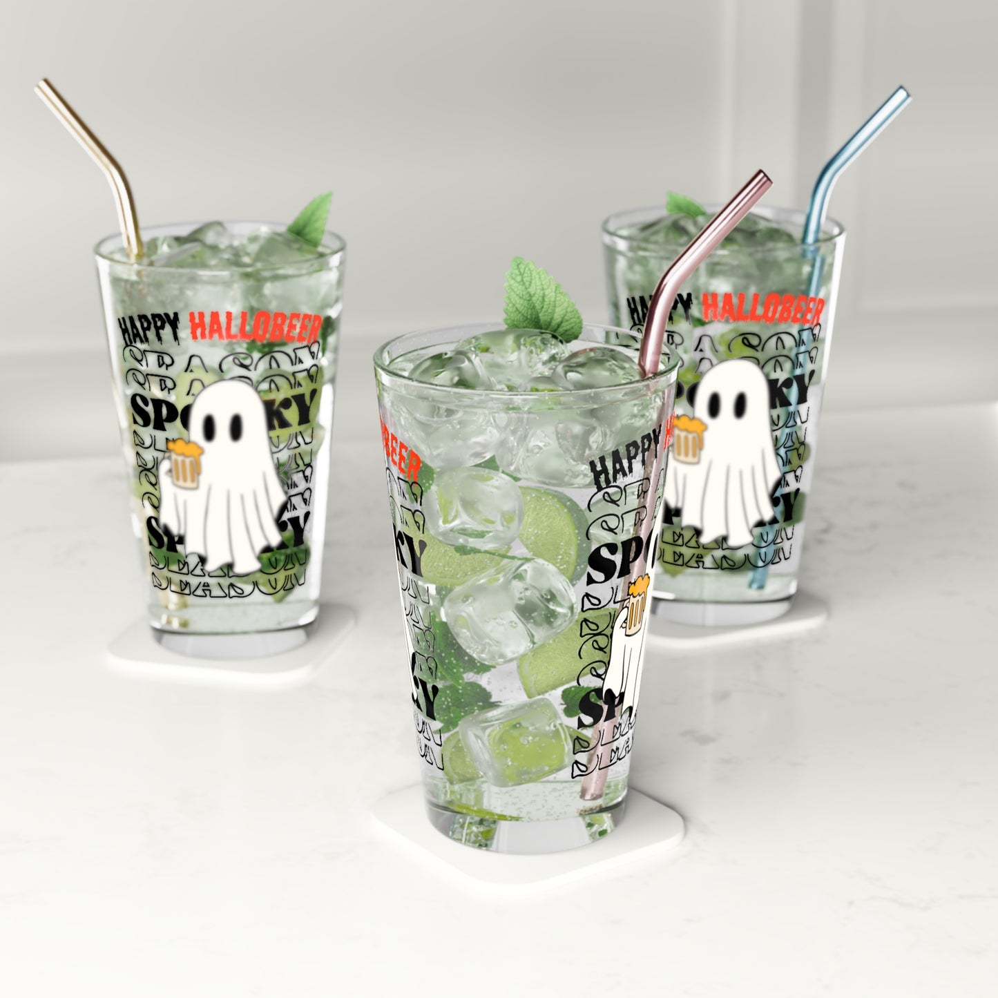 Vaso de pinta, 16 oz - Halloween - Pequeño fantasma - 01