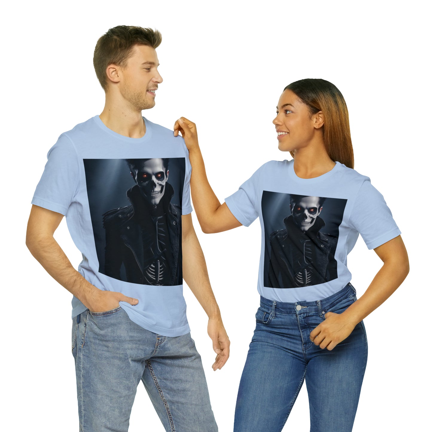 Unisex Jersey Short Sleeve Tee - Halloween Skeleton man AI - 02